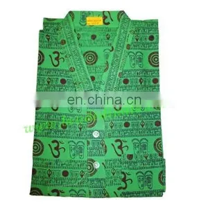 Half Sleeve Long Yoga Kurta in Cotton, Size : Chest 109 x Height 103 x Sleeve 25 Centimeters. thumbnail-4