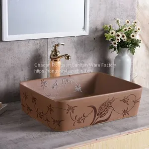 Made in China Sanitary Ware Square LV Design Single Hole Luxury Design Tabletop New Decal Wash Hand Basin Sinks thumbnail-4