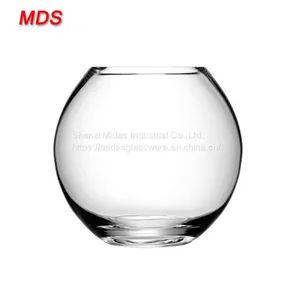 Round Yellow Small Glass Fish Bowl Vase for Flowers thumbnail-1