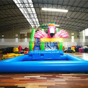 Professional Supplier Inflatable Flamingo Water Slide With Pool Inflatable Water Play Equipment For Water Park thumbnail-2