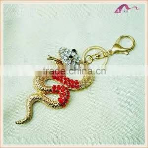 Custom Gold Crystal Snake Shape Charm Keychain Accessories thumbnail-1