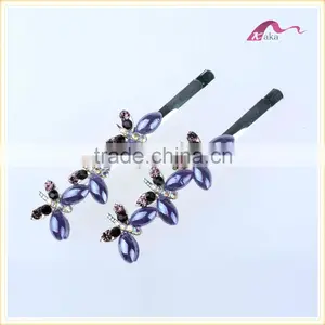 Wholesale Price New Arrival Multi Colors Elegant Hair Grips Metal Crystal Decorated Butterfly Ceramic Beads Hair Clips For Gifts thumbnail-3