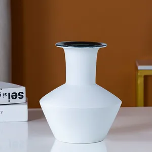 Tall Morandi White Hand Made Fashion Elegant Ceramic Flower Vase For Showroom Decor thumbnail-2