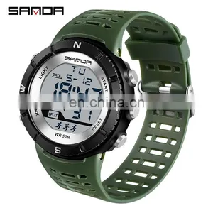 SANDA 286 High Quality Led Display Boys Wristwatch Luminous Chronograph Waterproof Sport Watch Digital Men thumbnail-4