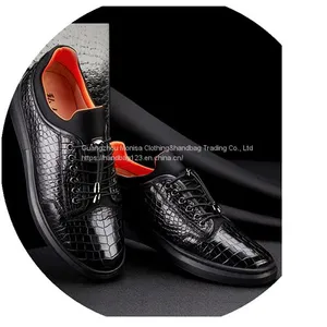 Crocodile Leather Shoes Men's Genuine Leather High-End Business Casual Men's Formal Wear Korean Casual Trend Breathable Leather Shoes thumbnail-1
