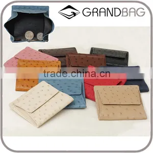 2016 Lovely Color Ostrich Skin Leather Folding Coin Case Coin Pouch Slim Coin Purse thumbnail-1