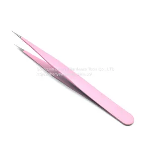 Tweezers Beauty Tool Planting/grafting Eyelashes Bird's Nest Hair Picking Stainless Steel Straight Head Tweezers Pink Pointed Cute Sticker thumbnail-3