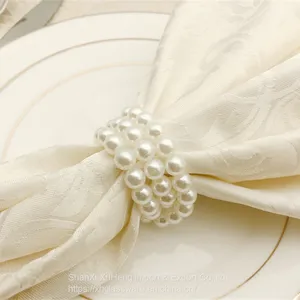 Newest Pearl Napkin Ring Handmade Dinner Decorations for Wedding Table thumbnail-1