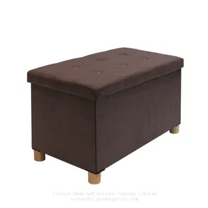 Hot-sale Living Room Comfortable Velvet Upholstered Modern Classic Indoor Solid Wood Frame Luxury Design Storage Foldable Ottoman Bench thumbnail-2