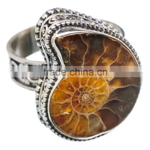 AMMONITE FOSSSIL RING ,WHOLESALE SILVER JEWELRY,SILVER EXPORTER,SILVER JEWELRY FROM INDIA thumbnail-1