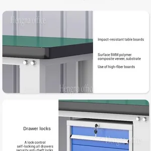 Durable Garage Work Bench: Heavy Gauge Steel, 50mm Anti-Static Top, and Multi-Tier Tool Cabinet - Ideal for Metalworking Workshops. thumbnail-3