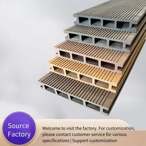 Factory Wholesale Outdoor Wood-plastic Square-hole Long Strip Embossed Plastic Wood Flooring for Courtyards and Terraces, Waterproof and Anti-corrosion Flooring thumbnail-1