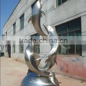 Modern Large Famous Stainless Steel Dophin Sculpture for Garden Decoration thumbnail-1