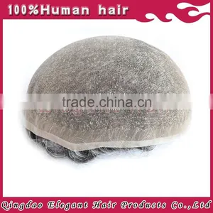 China Best Sale Brazillian Human Hair Body Wave pu Around Full Lace Grey Toupee thumbnail-1