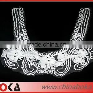 Sexy V-shape White Flower Fabric Women Blouse Collar thumbnail-1