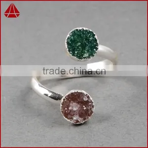 Druzy Wrapped Stone Ring in Sterling Silver Gems Ring Silver Rings With Cheap Price thumbnail-2