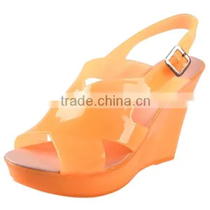 2014 Fashion Candy Color Sandals Transparent Jelly Shoes Fish Mouth Wedges Sandals thumbnail-4