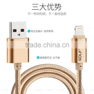GOLF 3M Metal Nylon Weave Reversible 2.1A Sync And Charge Cable for Iphone5/5s/6 Ipad All the 8 Pin Device thumbnail-5