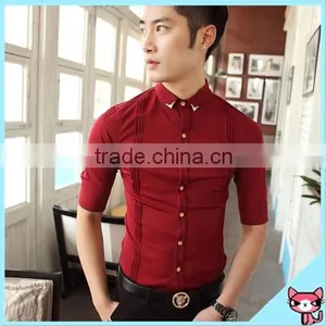 Red Color Men Half Sleeve Shirts thumbnail-1