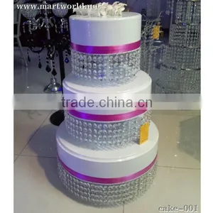3 Tier Acrylic Cake Stand With Hanging Crystals;high Quality Plastic Crystal Cake Decoration (cake-001) thumbnail-1