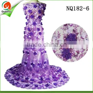 Beaded and Sequined African Lace Fabrics Purple NQ182-6 Embroidered Tulle Lace thumbnail-1