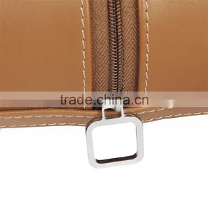 Custom 2 Slot Round Leather Travel Watch Box With Zipper thumbnail-2