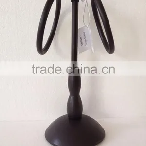 2014 Design Chrome/brushed Nickel/ORB Milano Stainless Steel Western Unique Standing Double Towel Ring thumbnail-1