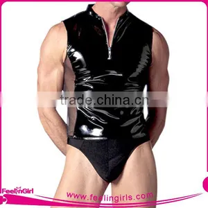 Factory Price Zipper Sexy Hot Man Leather Catsuit thumbnail-1