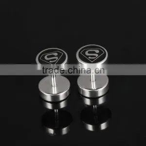 2016 Fashion Stainless Steel Body Jewelry Famous Brand Superman Personalized Earring thumbnail-2