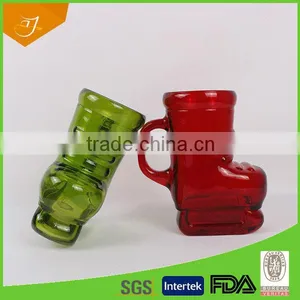 Colorful Santa's Boot Shape Glass Beer Mug,High Quality Glass Handle Beer Glass Mug Quality Choice thumbnail-5