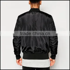 Side Pockets Ribbing Cuff Mens Fashion Jacket Wholesale Round Neck Zip Opening Custom Bomber Jackets thumbnail-3