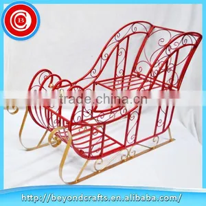 Newest Outdoor Red Metal Christmas Sleigh thumbnail-1