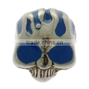 Surgical Steel Enamelled Threaded Skull - Blue thumbnail-1