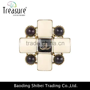 2015 Latest New Design Brand White Square Oil Drop and Black Plastic Balls Fashion Brooch Wholesale Quality Choice thumbnail-1