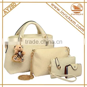 2016 New Designer China High Quality Elegent PU Leather Bags Set Women Tote Bags 4 Pcs Women Handbags Set for Quality Choice Most P thumbnail-1