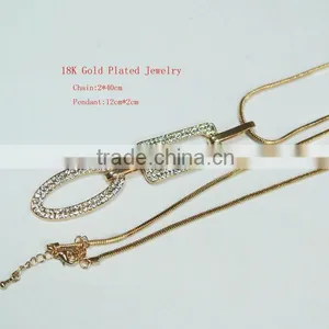 18K Gold Plating Pendant Chain Necklace& Czech Crystal Necklace LN050-2 thumbnail-1