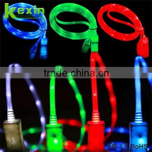 High Quality Colorful LED USB 2.0 Cable Flat USB Charging Cable thumbnail-1