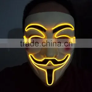 EL Wire V For Vendetta Mask / EL Light Party Mask / EL WIRE Halloween Masquerade Face Mask thumbnail-5
