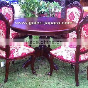 Table and Chair Set - Mahogany Dining Room Furniture - Natural Painted Furniture Indonesia thumbnail-1