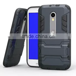 Factory Price Iron-Bear Shockproof Rugged Hybrid Stand Case Cover For Moto G3 thumbnail-3