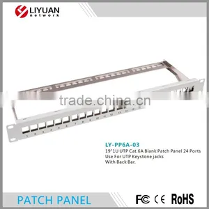 LY-PP6A-03 CAT6A UTP 24 PORT NETWORK LAN BLANK PATCH PANEL 1U 110& Krone Usd for UTP Keystone Jacks thumbnail-1