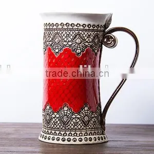 16oz Mug With Handbuilding Techniques, Ceramics and Pottery, Red Mug thumbnail-2