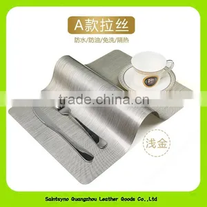 Shinning PVC Leather Printing Coaster, Anti-oil Leather Coffee Table Pad 16024 thumbnail-1