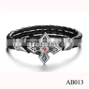 2016 Newest Laether Braceelt Chrome Cross Bracelet for Fashion Girl thumbnail-1