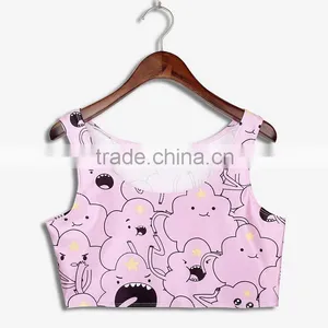 Latest Tops Designs Girls Sublimation Print Purple Gloud Tank Tops N7-10 thumbnail-1