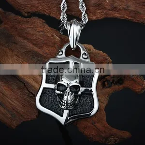 Stainless Steel Skull Shield Pendant Jewelry thumbnail-4