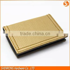 Yellow Leather and Metal Material Credit Card Case With Printing Logo thumbnail-3