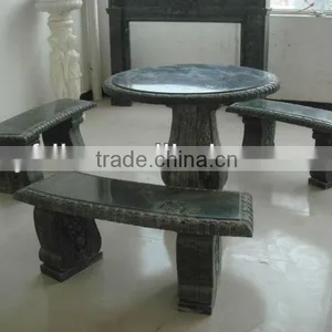 Hand Carved Stone Bench thumbnail-1