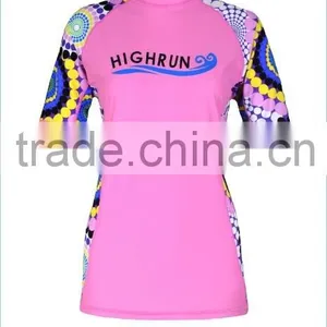 Ladies Short Sleeve Rash Shirt Sublimated Printed Sun Protection UPF50+ Bjj Rash Guard for Wholesale thumbnail-1