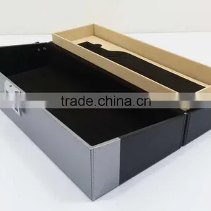 Chinese Factories Wholesale Custom High-grade PU Leather 2 Bottles of Red Wine Box, Black Gift Box thumbnail-1